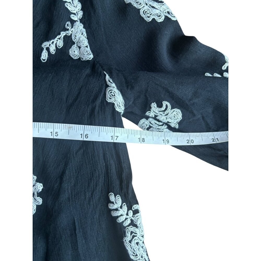 Free People Women's Black & White Mini Floral Embroidery Tunic Dress - Picture 7 of 7
